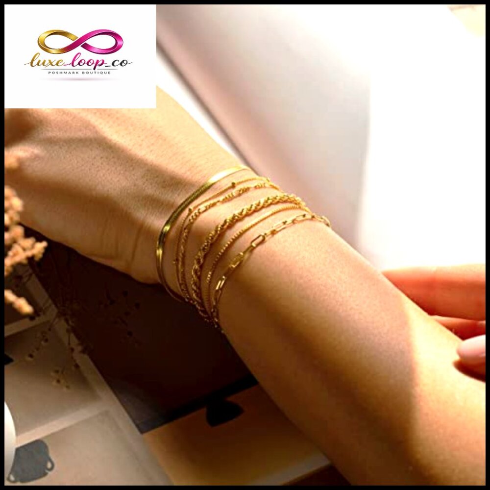 14k Gold Plated Stackable Bracelets Set With Exte… - image 3